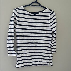Old Navy White Navy Stripe Boat Neck Top Size Small